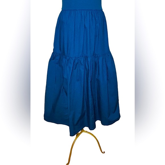 NWT J. Crew Factory Blue Tiered Knit Mixy Midi Dress with Pockets, Size XS - Picture 11 of 14